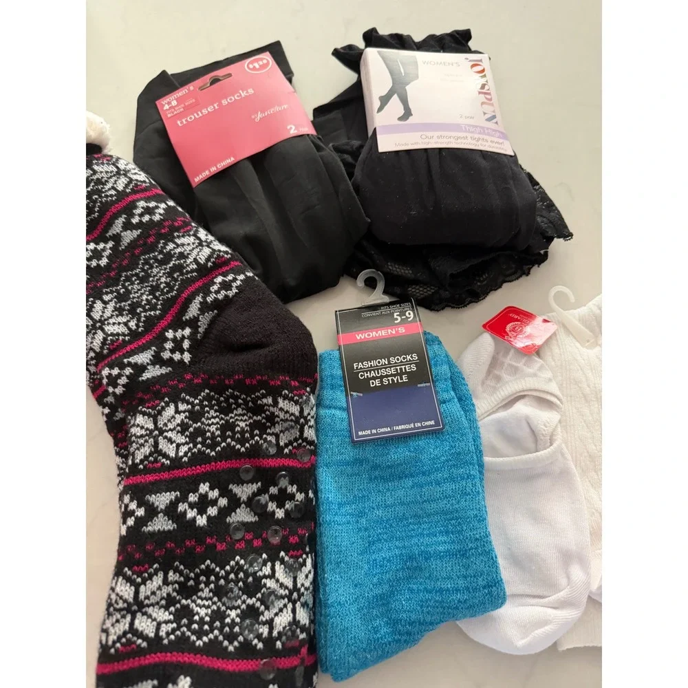 Womens Sock Bundle Joyspun Thigh Highs Sweater Socks Trouser‎ Socks 5 Pair Set